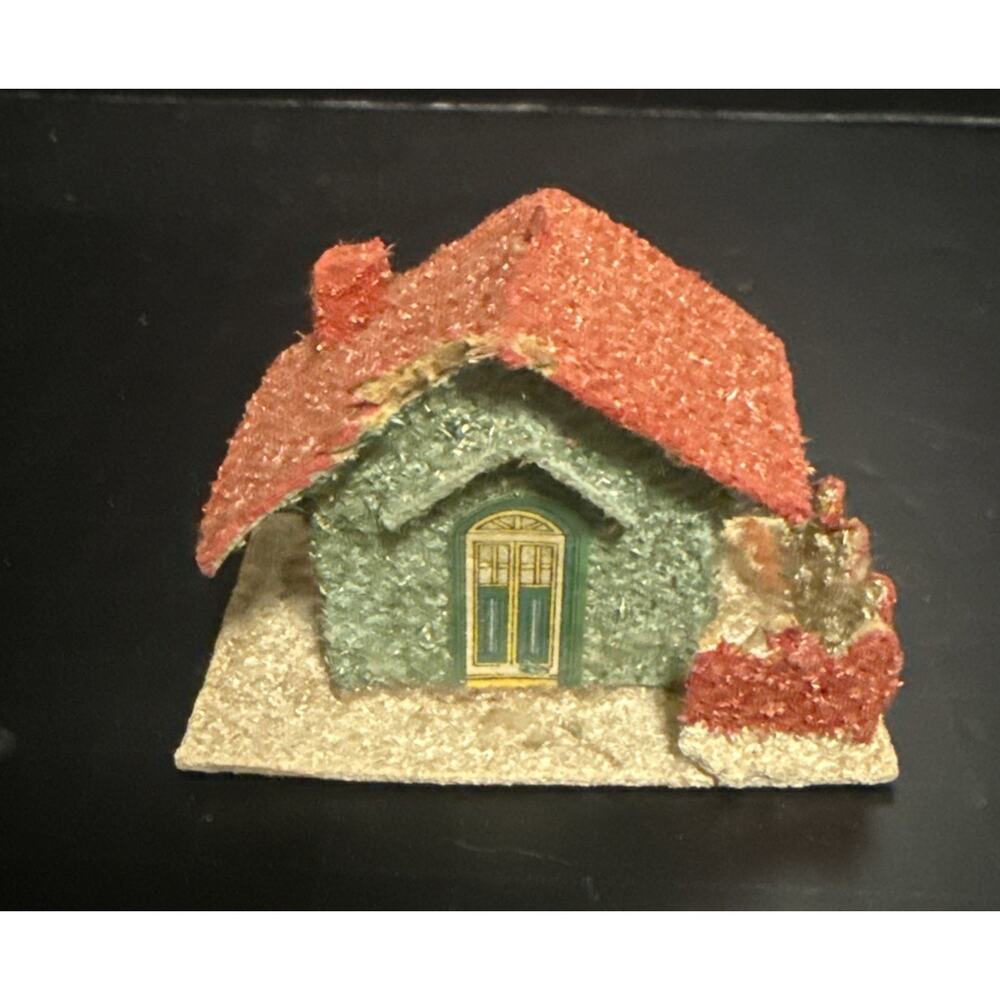 Putz House Japan Christmas Cardboard Glitter House Vintage Decor Building Japan